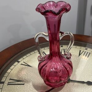 vintage cranberry handblown vase